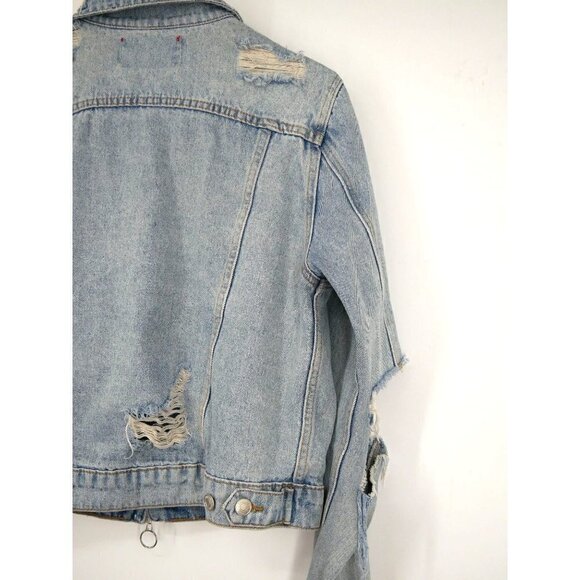NWT Signature Distressed Denim Jacket Blue Medium - Picture 4 of 4